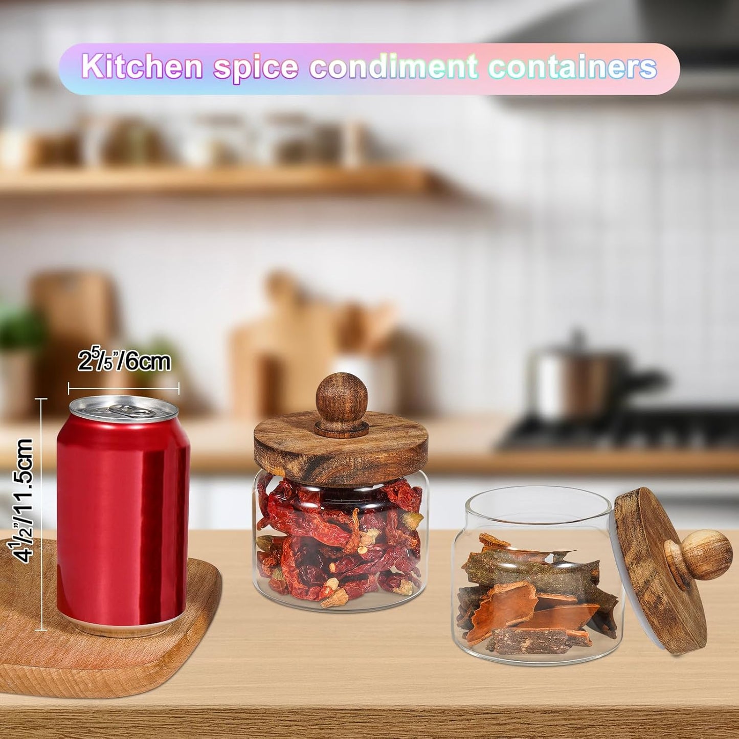 Glass Spice Jar Coffee Sugar Container Airtight Glass Jar Food Storage Canisters Bottle for Kitchen Seasoning Tea Herb Overnight Oats Bar Parfait Snacks (2 * 350ml(11.84oz))