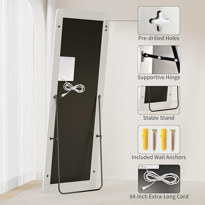 Koonmi LED Full Length Mirror, Lighted Floor Mirrors - Image 7