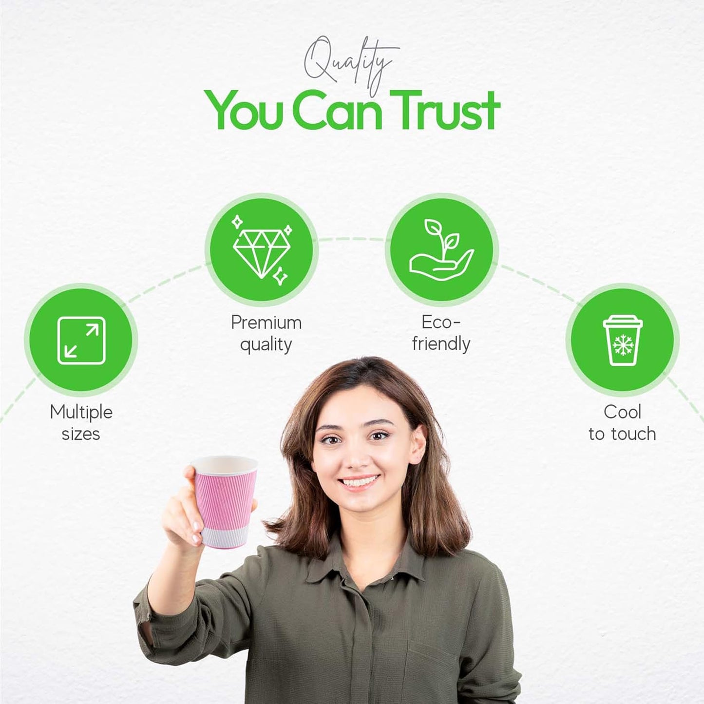 Restaurantware-12 Ounce Disposable Coffee Cups, 500 Ripple Wall Hot Cups For Coffee - Lids Sold Separately, Rolled Rim, Light Pink Paper Insulated Coffee Cups, For Hot Coffee, Tea, And More