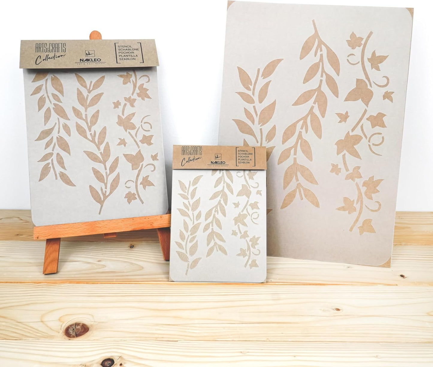 NAKLEO DIY Reusable Plastic Stencil - 30x42cm / 11.7” x 16.5” - Leaves Mini Border - Art Craft Wall Painting Pattern Template Scrapbooking Decoupage - Fabric Furniture Wood