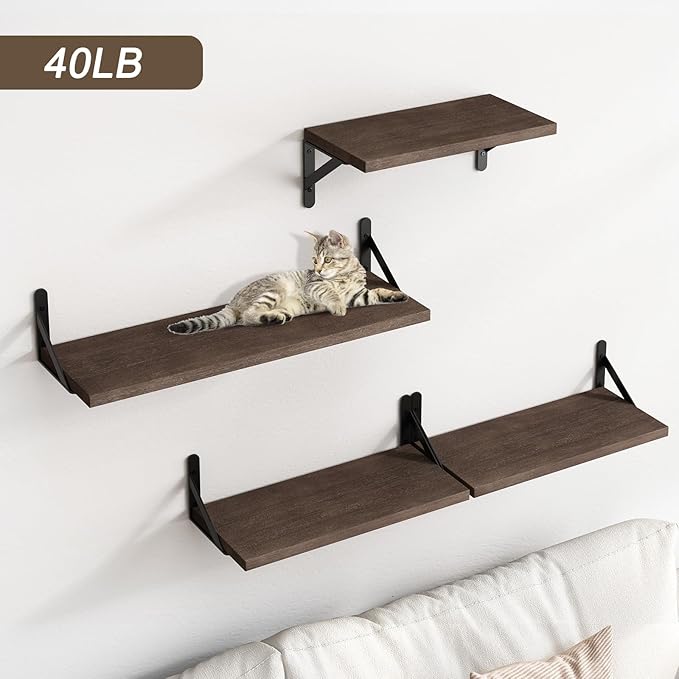 YGEOMER Floating Shelves for Wall, Different Sizes Walnut Wall Shelves for - Image 5