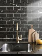 AULIGET Faux Stone Backsplash Peel and Stick PVC Tile, 3 Inch x 6 Inch Black - Image 6