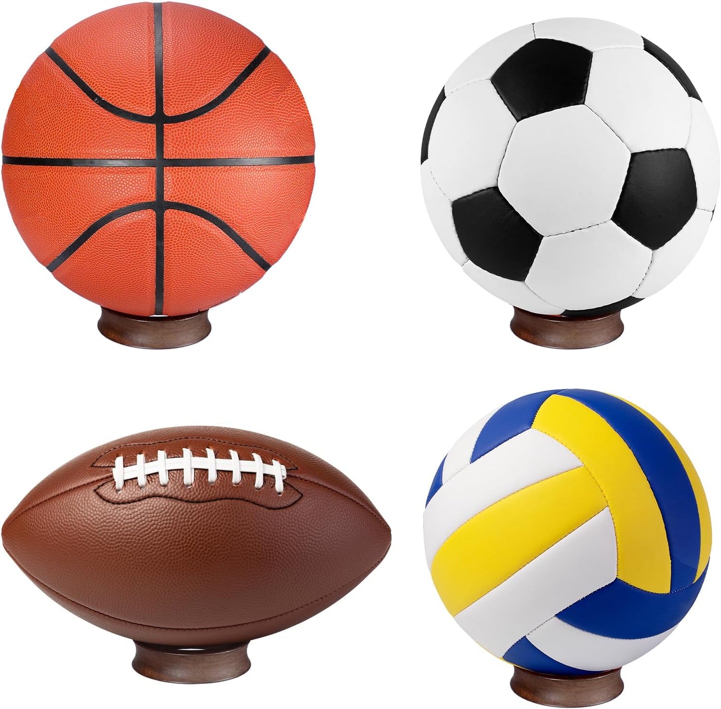 JUXYES Wooden Sphere Holder Display Stand, 3 Pack Large Wood Sport Ball Stand, Simple Round Display Easel Stands for Soccer Ball, Footballs, Baseball, Tolleyball, Basketball, Rugby, 72mm
