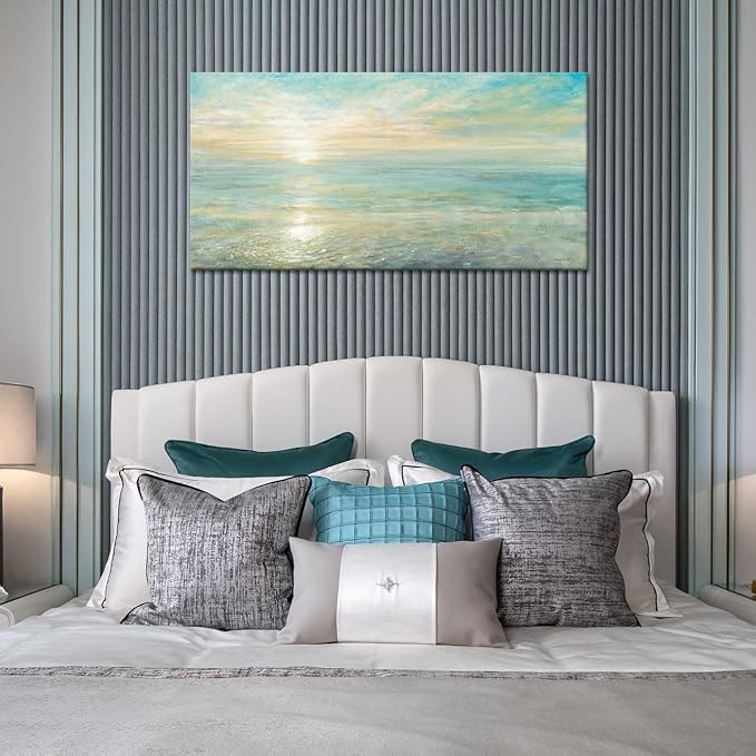 Goldfoilart Beach Sunrise Pictures Ocean Wall Art Coastal Canvas Prints Sea - Image 8