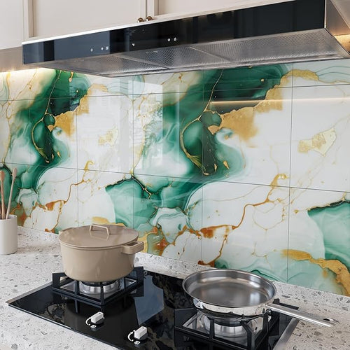 10pcs Peel and Stick Tile Shower Waterproof Marble Tiles Wall Panels, - Image 2