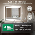USHOWER LED Bathroom Mirror 40x32 Inch Tempered Glass - Image 7