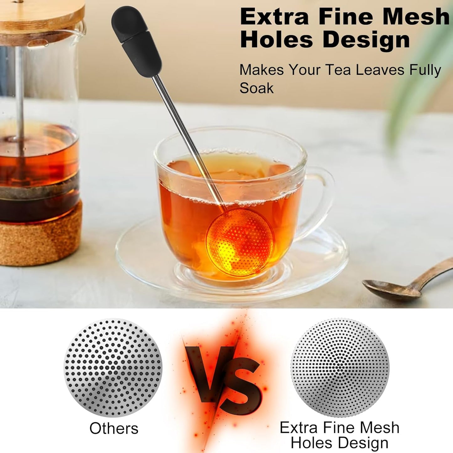 Numola Long Handle Twisting Tea Ball, 2Pcs Tea Ball Infuser for Loose Tea, Reusable Loose Leaf Tea Steeper Stainless Steel for Cup and Teapot