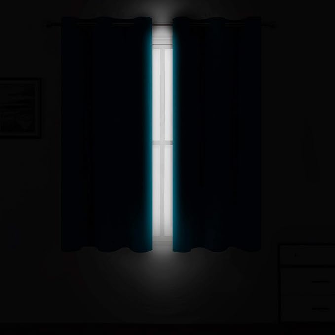 LEMOMO Teal/Turquoise Blackout Curtains/42 x 63 Inch Length Kids Curtains/Set - Image 3