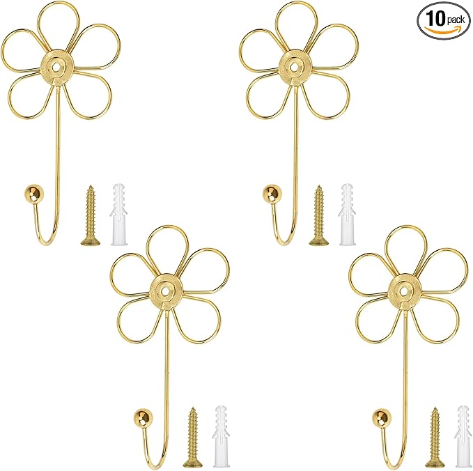 4 Pcs Heavy Duty Decorative Wall Hooks, Creative Flower Shaped Wall Mounted Hook by Unknown