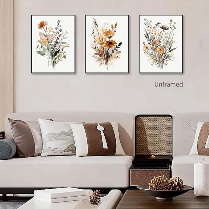 Bwodke Wildflower Poster Watercolor Botanical Floral Wall Art Colorful Canvas - Image 3