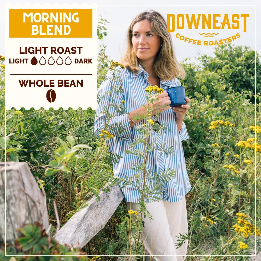 Downeast Coffee Roasters Whole Bean Coffee - Morning Breakfast Blend, Light Roast, 100% Arabica Coffee - Smooth, Bright and Balanced - Select Central and South American Highlands (2lb Bag)