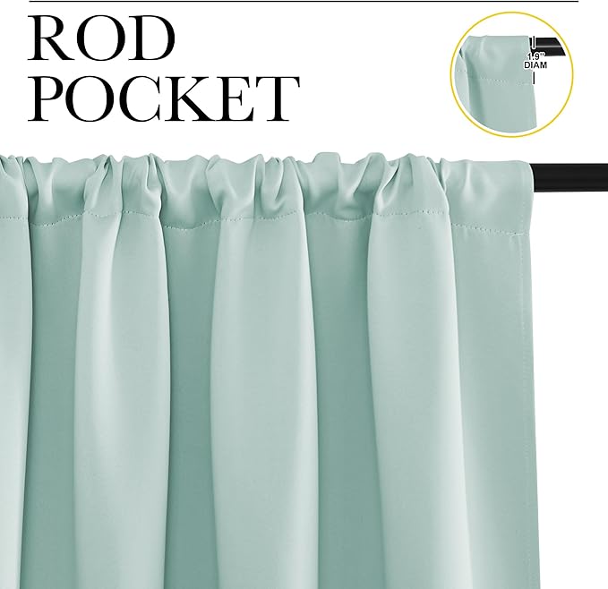 NICETOWN Blackout Curtains for RV Windows, Aqua Blue, 2 Panels, Room Darkening - Image 2