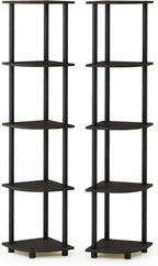 Furinno TURN-N-TUBE Corner Shelf Set of 2, 5-Tier Corner Bookshelf, Open - Image 5