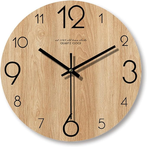 12 inch Vintage Wood Grain Simple Wall Clocks Silent Creative Living Room by Gkwet