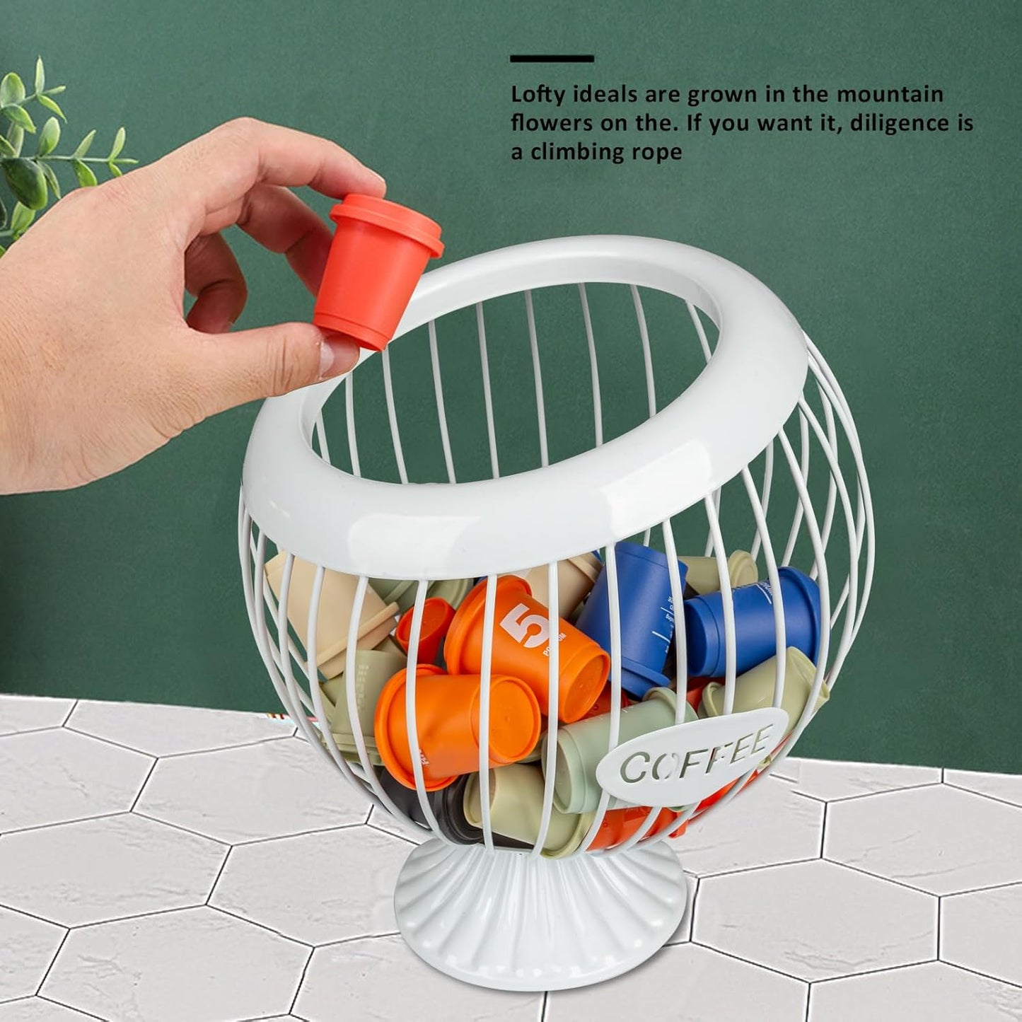 Stainless Steel Sphere Cup Coffee Basket pods holder Sturdy for Home or Office Kitchen Counter Organizer Espresso Capsule (White)