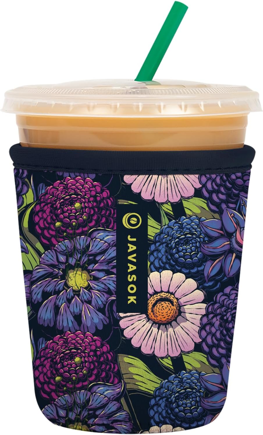 Sok It JavaSok Iced Coffee & Cold Soda Insulated Neoprene Cup Sleeve (Secret Garden, Small: 16-20oz)