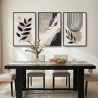 3 Piece Framed Black and White Boho Wall Art - Image 3