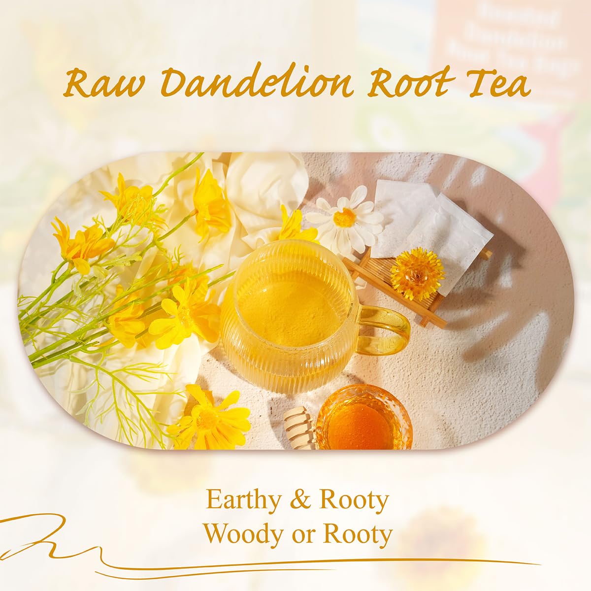 WT WEETEE Raw Dandelion Root Tea Bags, 100 Count Premium Dandelion Tea, Natural, Unprocessed, Earthy Flavor, Caffeine Free Herbal Tea