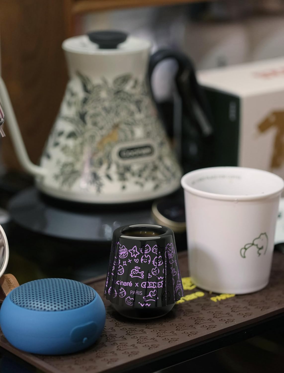 Cocinare x Chanoir KissCup Art Ceramic Espresso Cup – 2.2oz Demitasse Cup for Espresso, Pour-over coffee and Tea, Chanoir Black, Art de Paris Collaboration