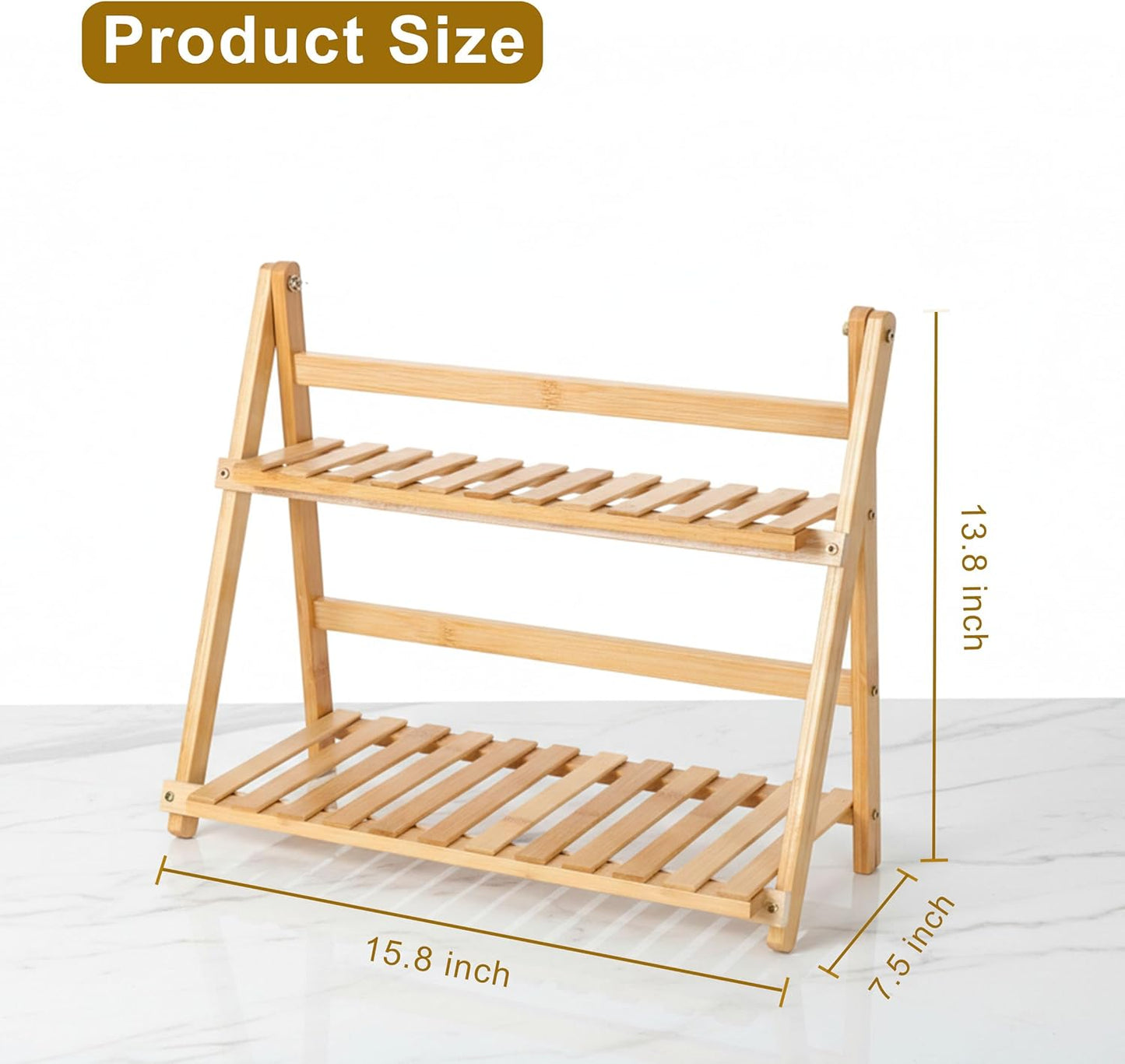 Coffee Station Organizer, Matcha Station, Foldable Bamboo Mug Holder for Countertop, Tea & Coffee Bar Accessories, 2 Tier Shelf for Kitchen Counter Organizer, Matcha Stand, Spice Rack