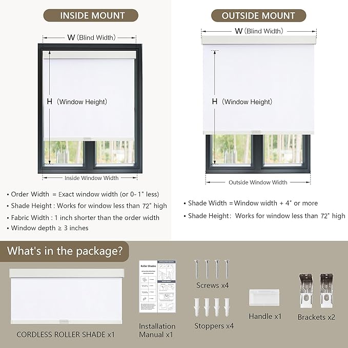 SUNOFF Cordless Blackout Roller Shades Blinds - Image 2