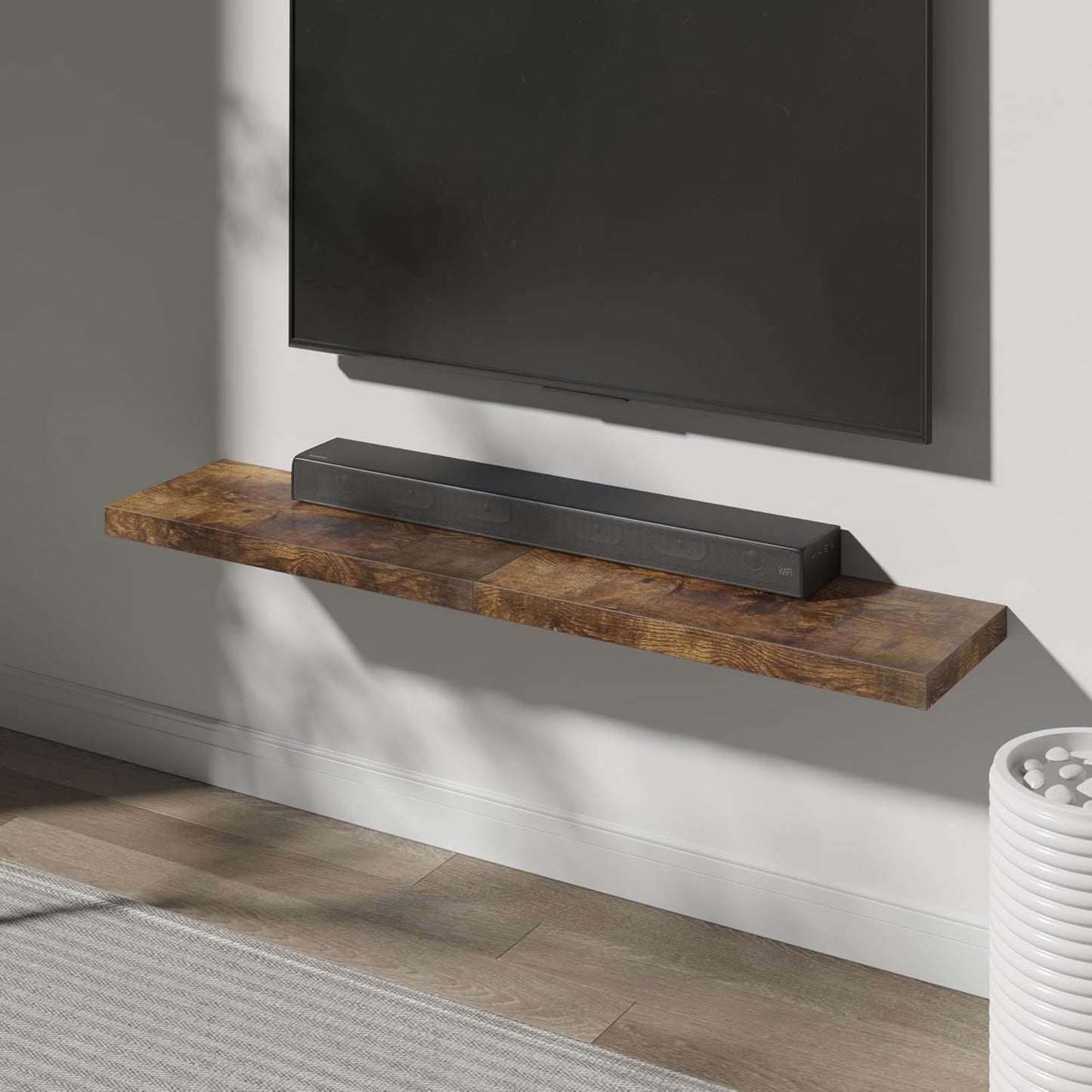 Floating Shelf, Set of 1 Wall Shelf, 30 in W x 12.75 in D x 2 in H Wooden Floating Wall Shelf with Invisible Brackets for Living Room/Bedroom/Bathroom/Kitchen Storage and Decor, Rustic Brown