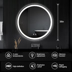 Sweetcrispy 36-Inch Round LED Bathroom Backlit Mirror - Image 2