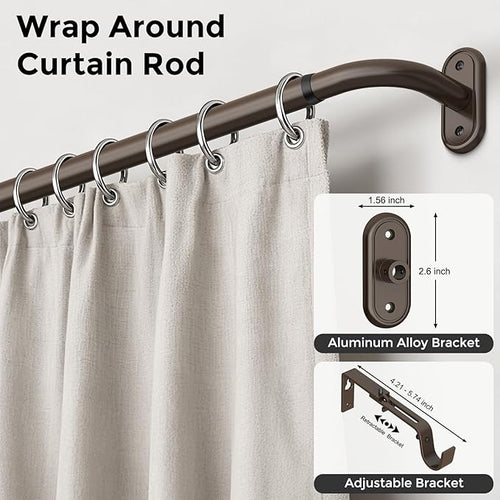 2 Pack Curtain Rods 32-46 Inch, Bronze Wrap Around Blackout Curtain Rods - Image 2
