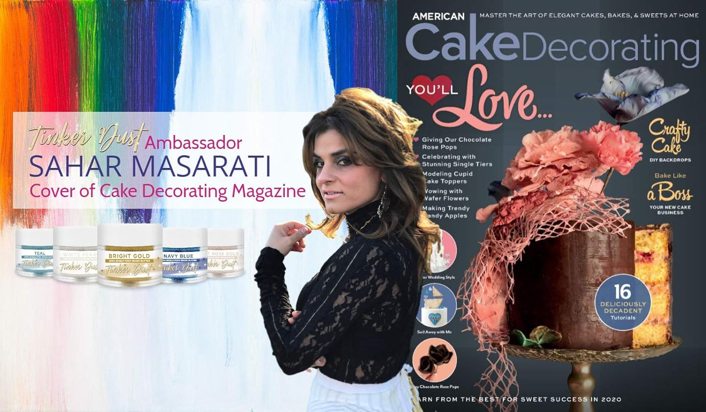 BAKELL Neon Blue Edible Glitter, 25 Grams | TINKER DUST Edible Glitter | KOSHER Certified | 100% Edible Glitter | Cakes, Cupcakes, Cake Pops, Drinks, Dessert Vegan Glitter & Dusts (25g, Neon Blue)