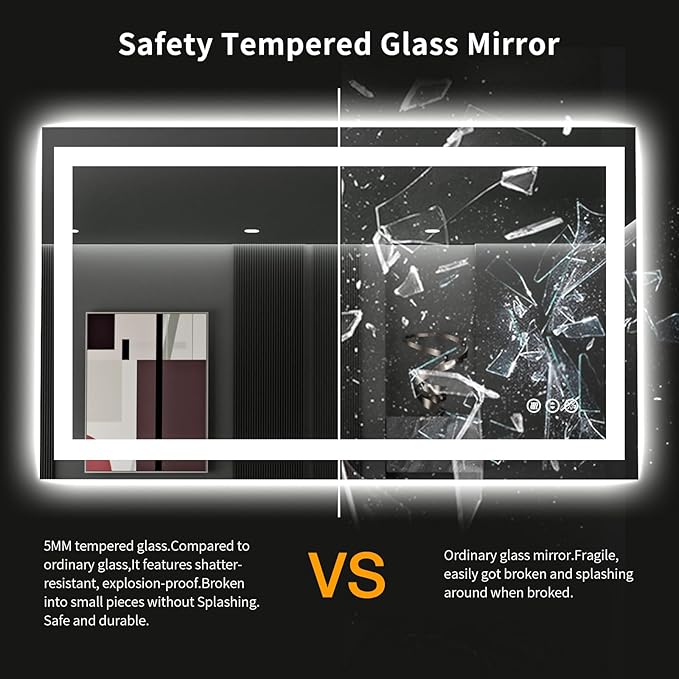 LOAAO 48"X28" LED Bathroom Mirror - Image 8