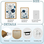 LLEEMPI Navy Blue Floral Wall Art Set of 3, Modern Wildflower Wall Decor - Image 7