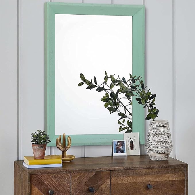 AAZZKANG Wood Framed Mirror Rectangle Modern Farmhouse Wall Mirrors Decor Large - Image 3