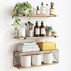 Fixwal Bathroom Floating Shelves Over Toilet, 15.8in Farmhouse Rustic Wood by Fixwal