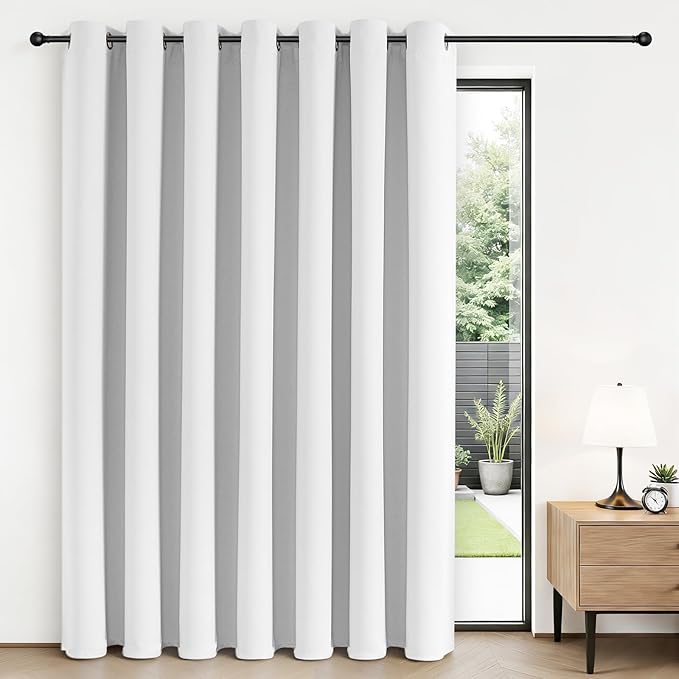 Joydeco Blackout Patio Sliding Door Curtains 108 Inches Long, Grommet Privacy by JOYDECO