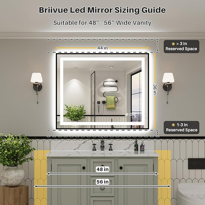 44x36 Inch LED Bathroom Mirror - Image 2