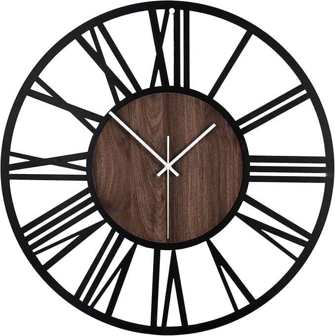 LEIKE Large Wall Clocks, Non Ticking, Battery Operated Rustic Round Modern Big - Image 8