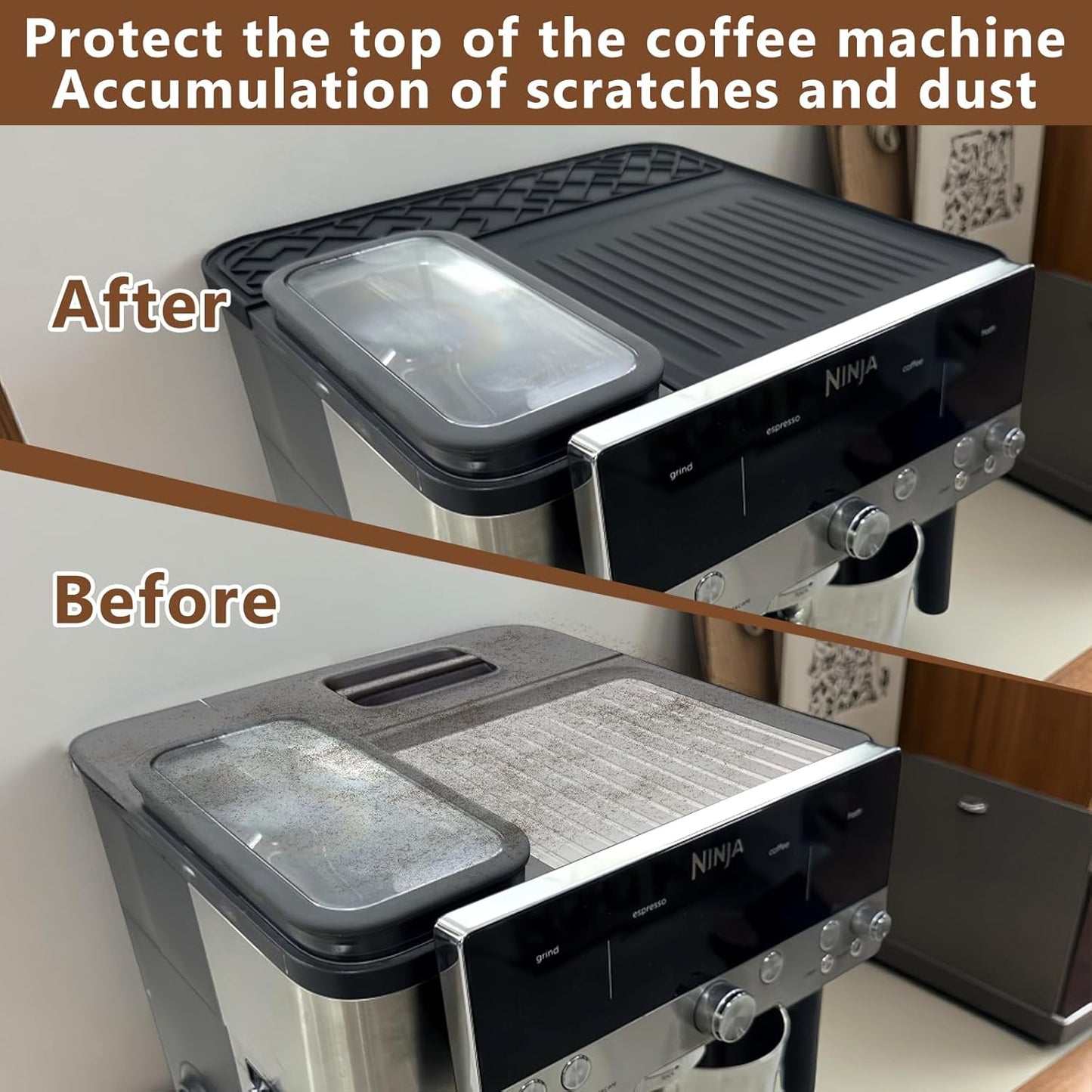 Top Mat for ES601 & ES701 Ninja Luxe Espresso Coffee Machine – Food-Grade Silicone Cover, Anti-Slip, Waterproof & Heat-Resistant Protector, Barista Accessories for Ninja Luxe Cafe