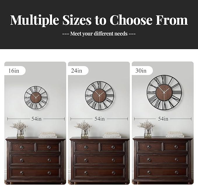 Cuspin 30 Inch Large Wall Clock, Silent Non Ticking Battery Operated Roman - Image 6