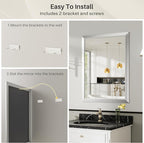24x30 Inch Brushed Silver Bathroom Mirror - Image 7