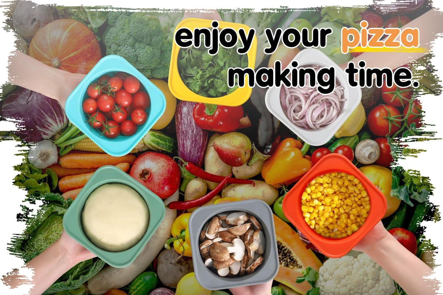 PLUS Large 1000ml Pizza Dough Proofing Boxes for DIY Artisan Pizza, Food Grade Silicone Stackable Containers with Lids. Freezer, Fridge, Dishwasher Safe (3Space Grey Plus)