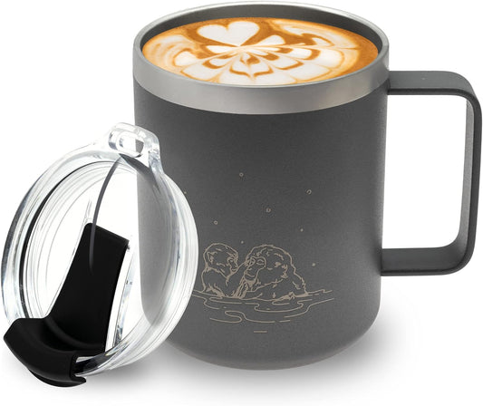 COREFLEX 12 oz Insulated Coffee Mug with Handle & Lid, Stainless Steel Double Walled Vacuum Insulated Tumbler, Travel Coffee Cup Thermal Cup - Home, Office, Travel, Outdoor, Camping