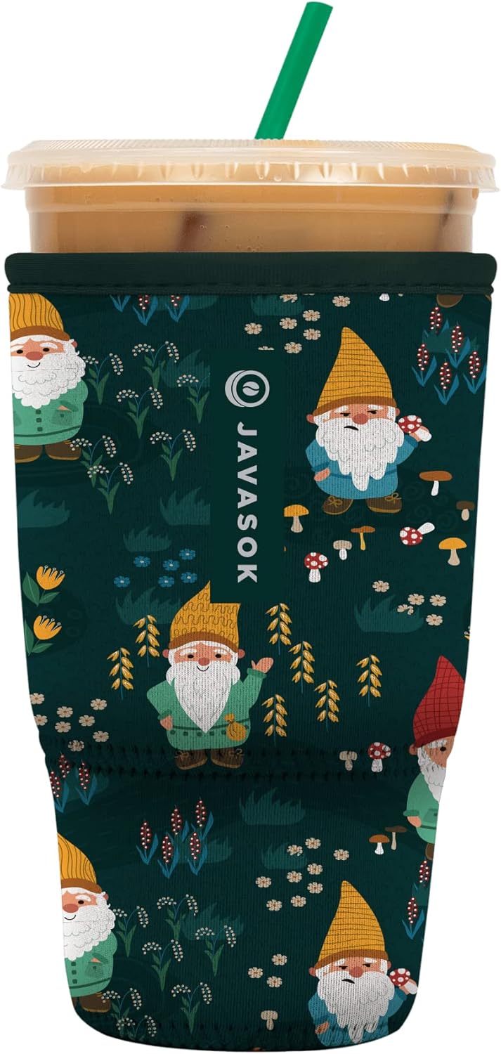 Sok It JavaSok Iced Coffee & Cold Soda Insulated Neoprene Cup Sleeve (Rollin' with my Gnomies, Large: 30-32oz)