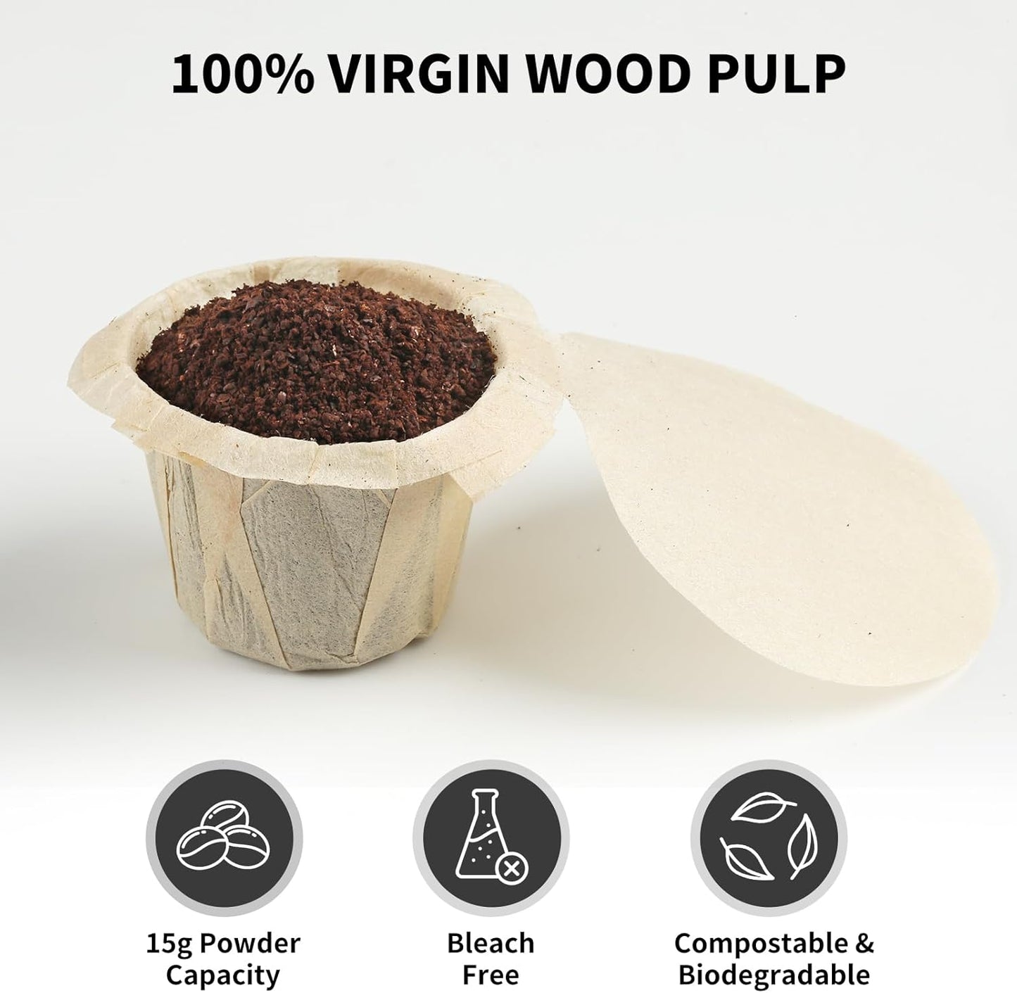 200 Count Fanativita K Cup Filters Disposable with Genius Lid Design, Fit All Reusable K Cups for Keurig (Unbleached)