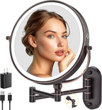 IMIKONA 9" Wall Mounted Lighted Makeup Mirror, 4000mAh Rechargeable Double by IMIKONA
