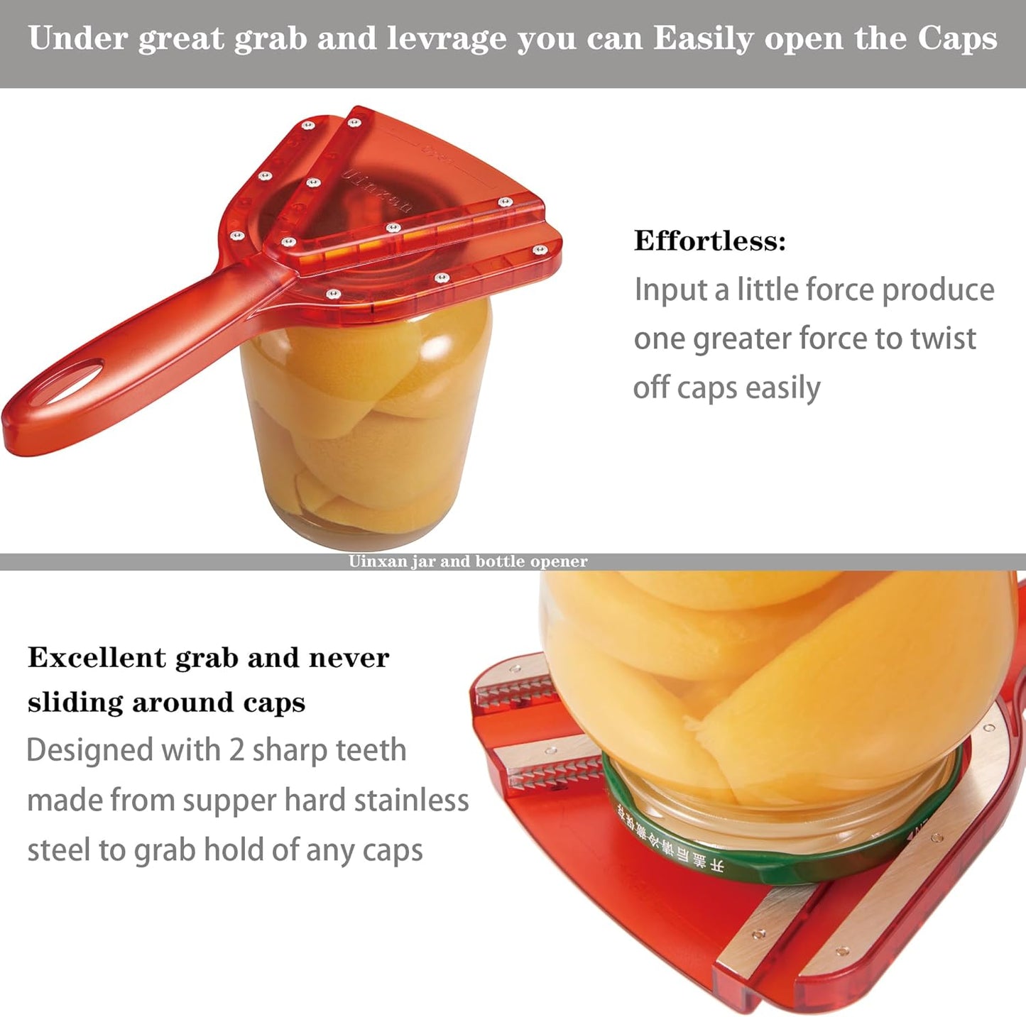 Jar Opener for Weak Hand & Seniors with Arthritis,Easy Twist Off Bottle Caps,Patent | Unique Kitchen Gadgets, Christmas Gifts for Elderly/Women/Men (Orange)