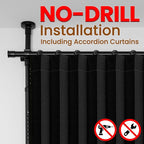 100% Blackout Room Divider Curtains Sets Black 1 Panel W100 x L84in No Drill - Image 3