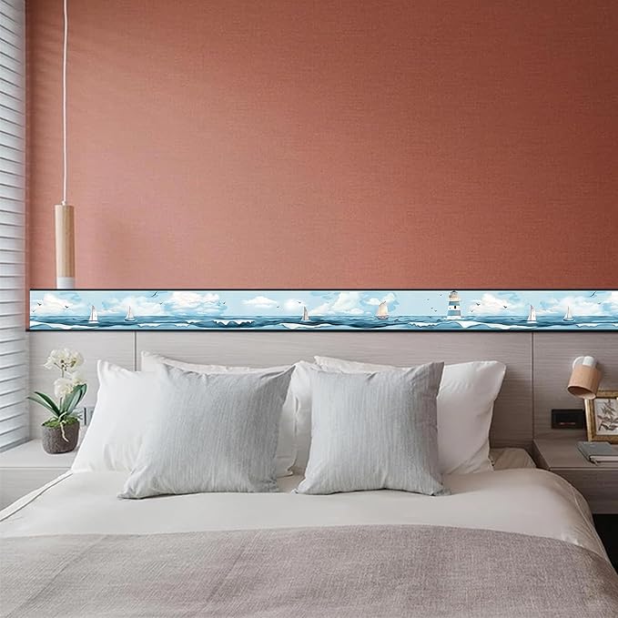 HOMETITUTE Wallpaper Border Peel and Stick Nautical Wall Trim Self Adhesive - Image 4