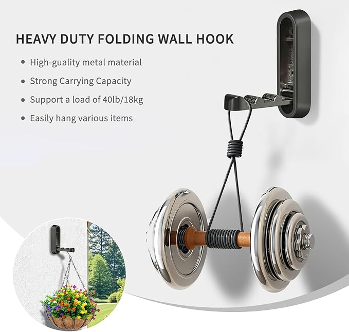 2PCS Foldable Wall Hooks, Flip Down Design - Image 4