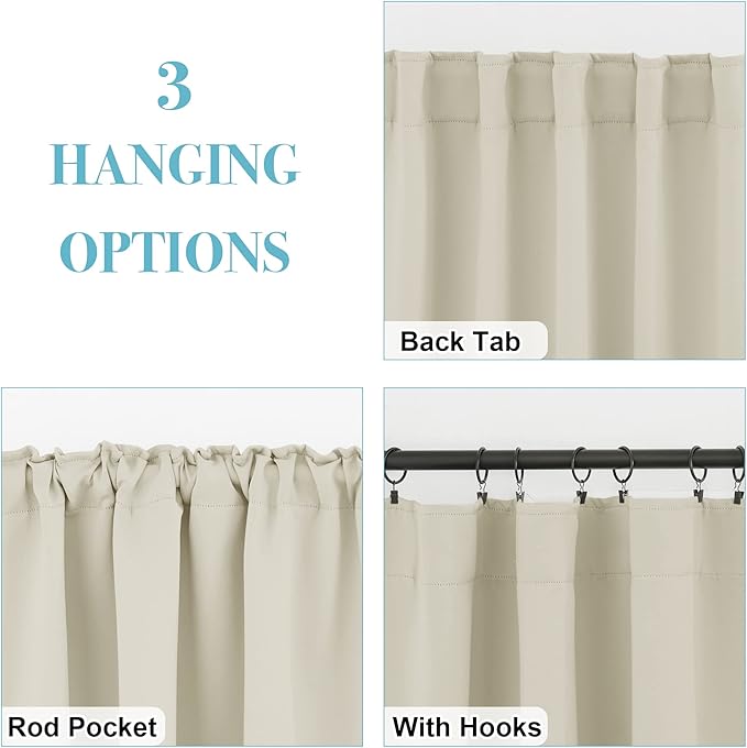 RYB HOME Room Darkening Curtains 2 Panels Set, Energy Efficient Privacy Drapes - Image 6