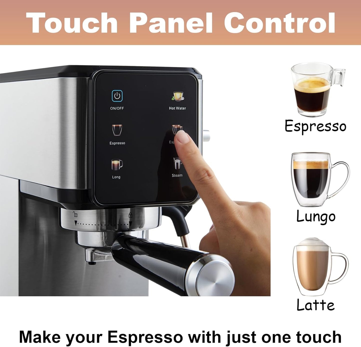 20Bar Espresso Machine with Dual Boiler, LCD Touch Control & Milk Frother| Compact Home Coffee Maker for Café Style Cappuccino & Latte